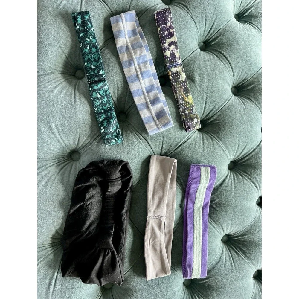 Lot of 6 Lululemon Headbands Multicolor Stretch Various Size Bundle